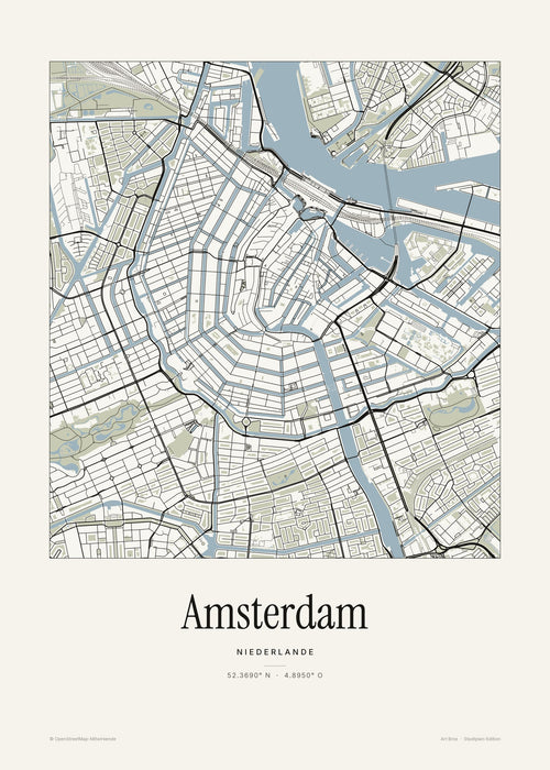 Amsterdam Stadtplan – Wandbild – Art Bros