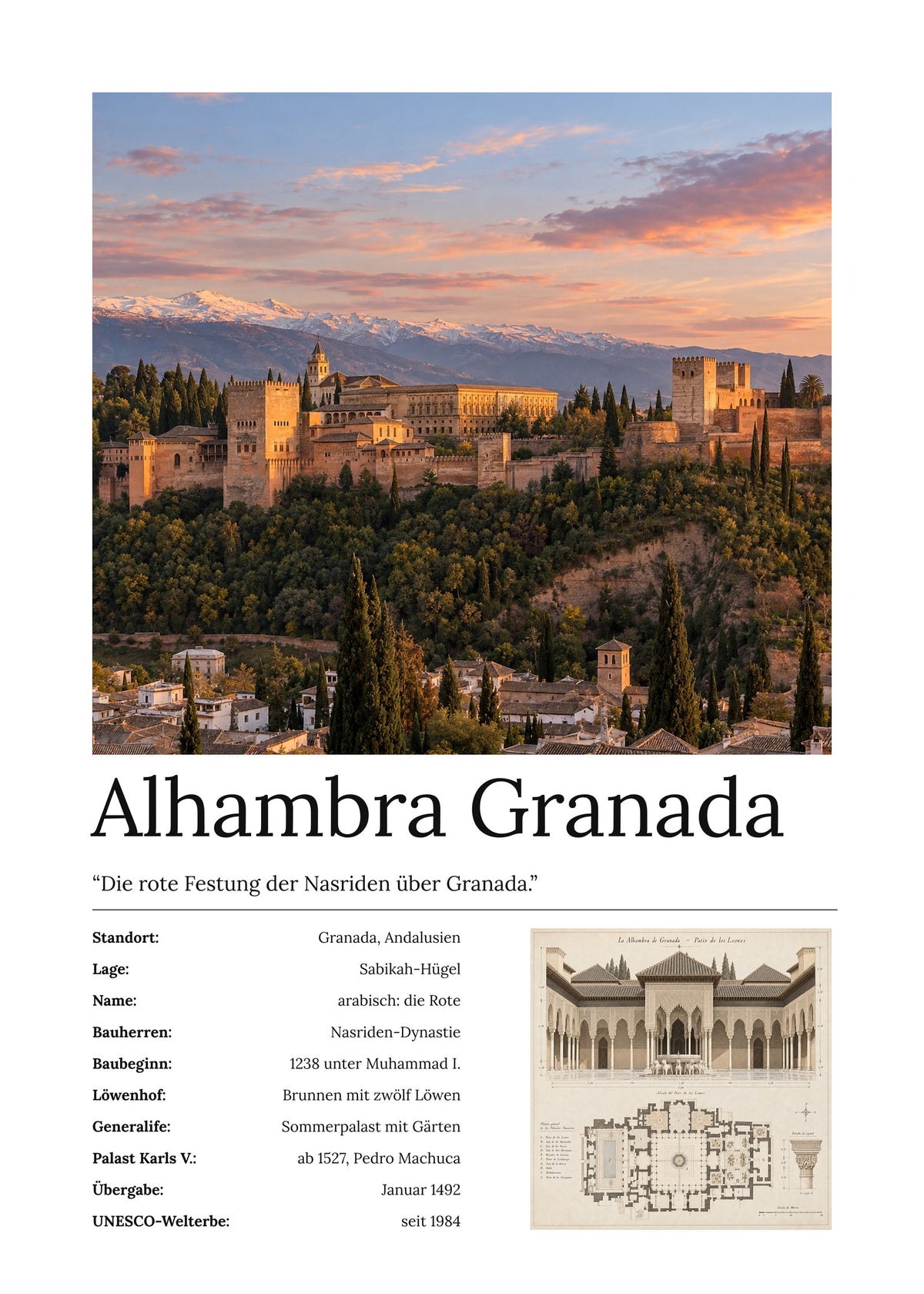 Alhambra Granada Wandbild – Kunstdruck – Art Bros