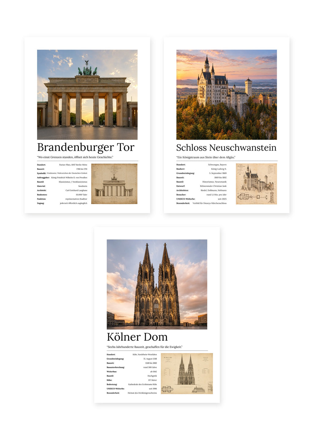 Deutschland Bundle – 3er-Set Wandbilder – Kunstdruck – Art Bros
