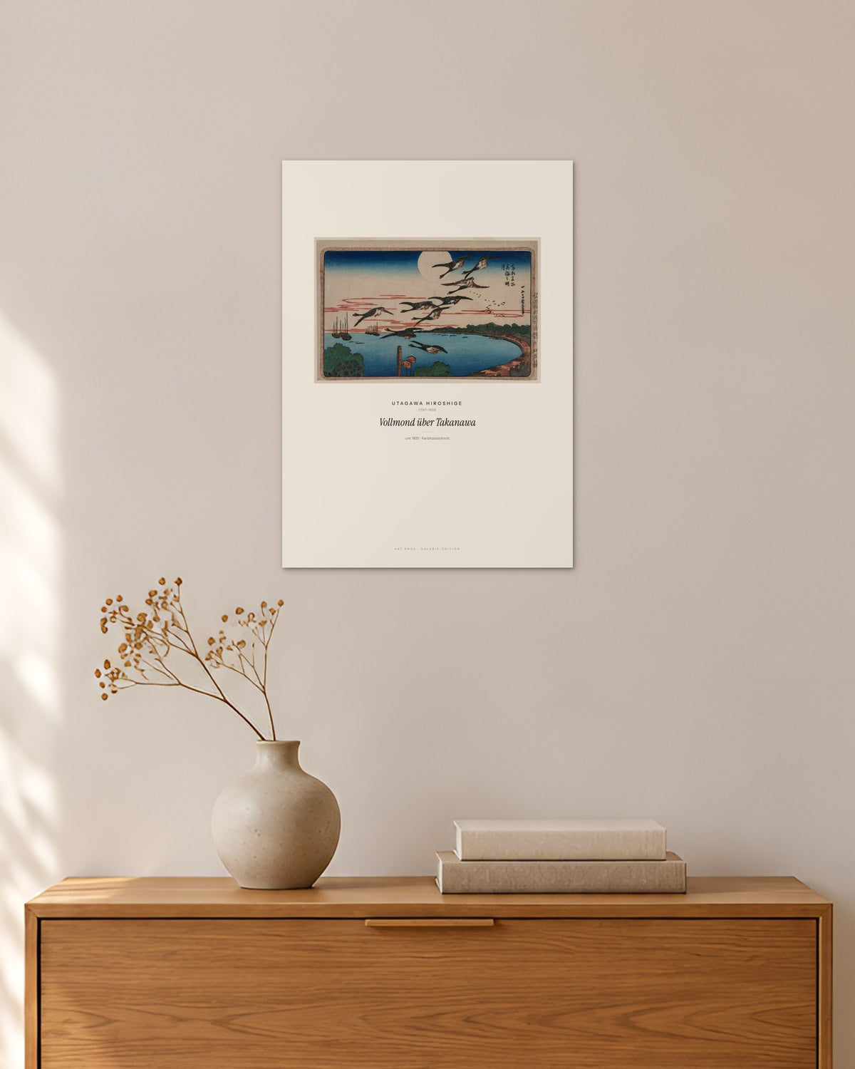 Vollmond über Takanawa – Utagawa Hiroshige – 30 × 42 cm ohne Rahmen – Raumansicht – Art Bros