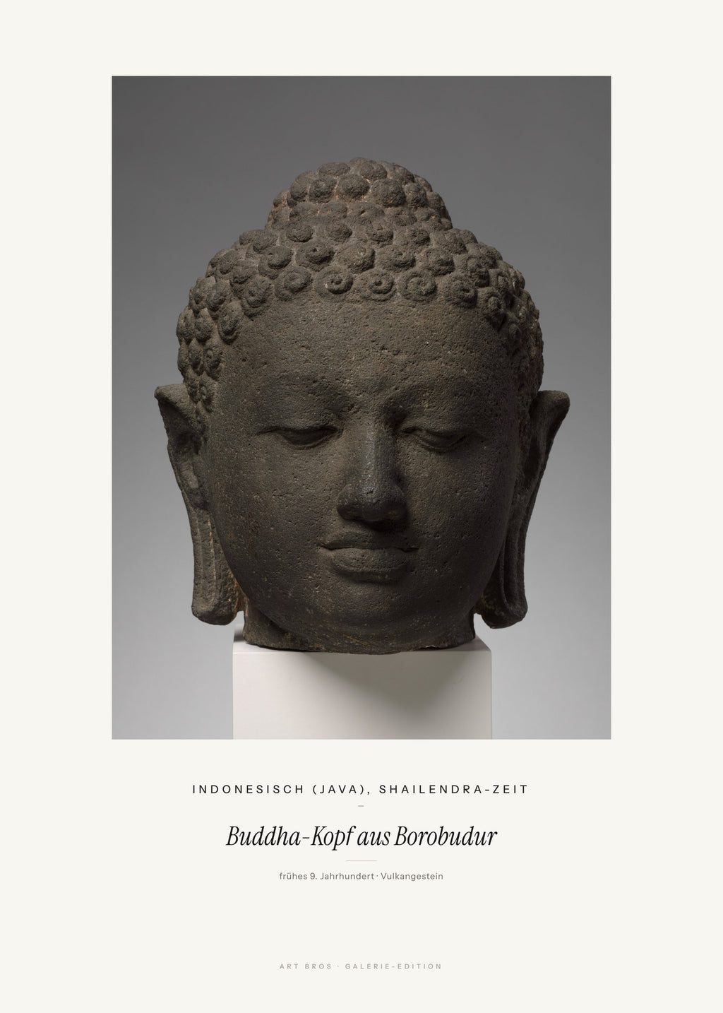 Buddha-Kopf aus Borobudur – Indonesisch (Java), Shailendra-Zeit – Kunstdruck – Art Bros