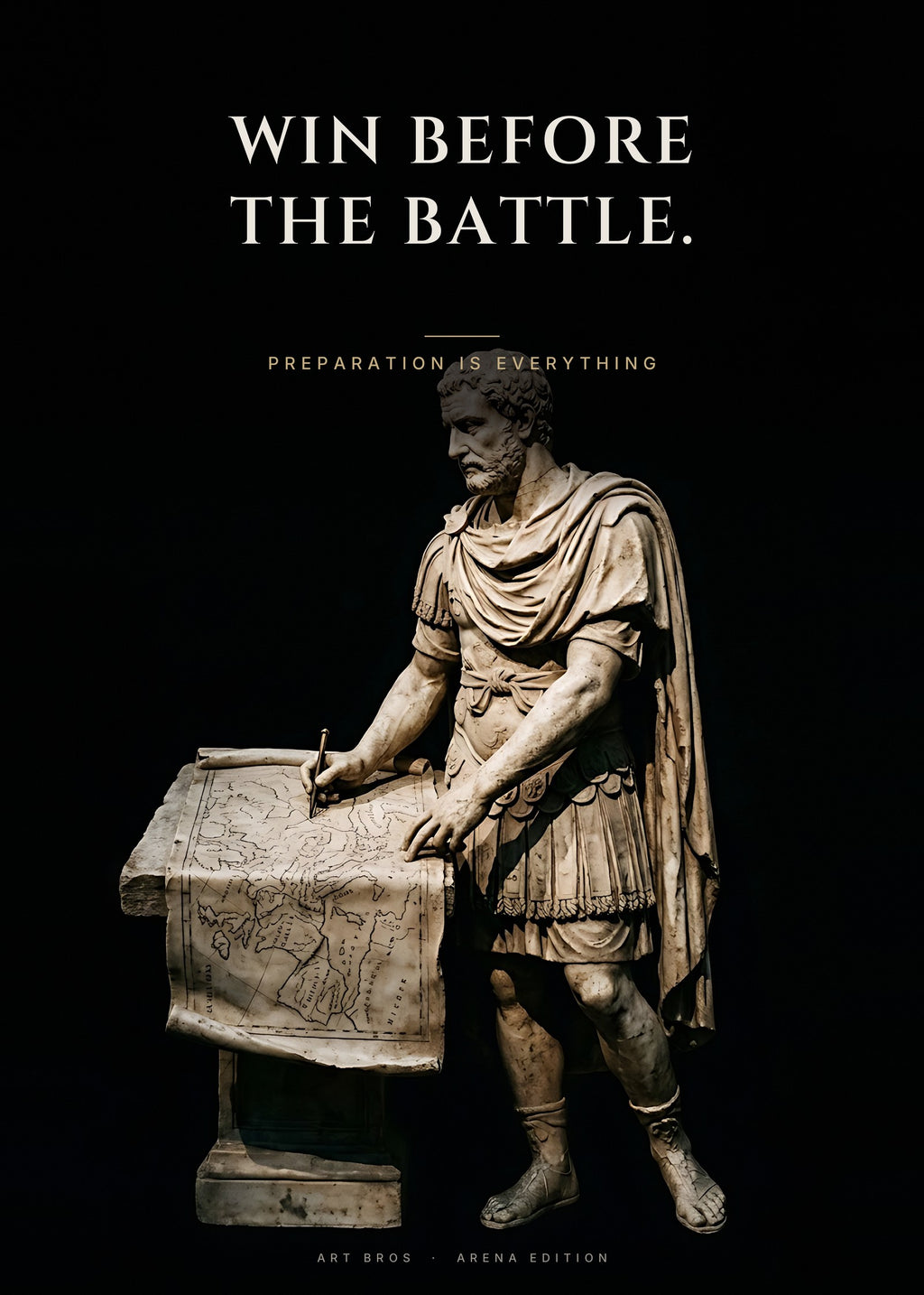Win Before the Battle – Feldherr mit Karte Poster – Art Bros