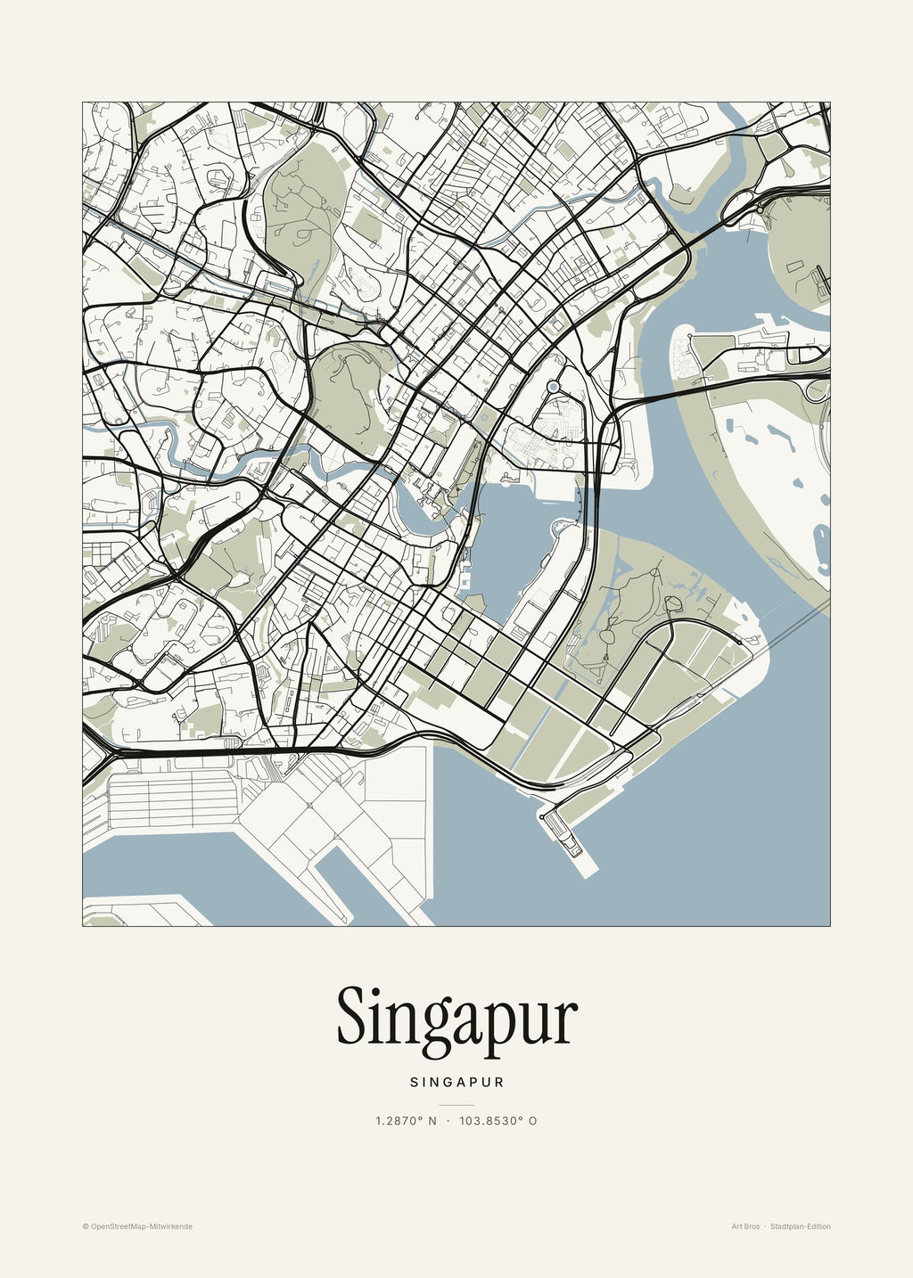 Singapur Stadtplan – Wandbild – Art Bros