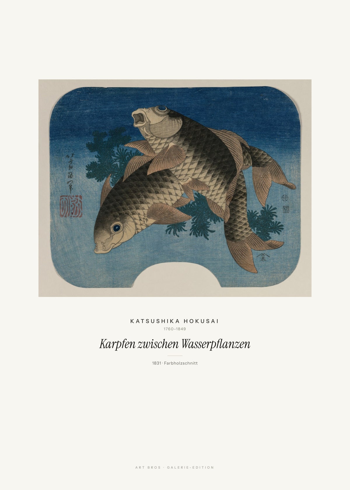 Karpfen zwischen Wasserpflanzen – Katsushika Hokusai – Kunstdruck – Art Bros