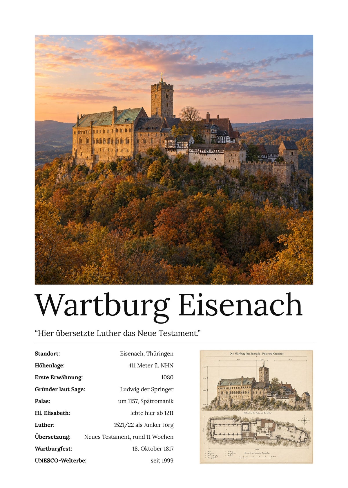 Wartburg Eisenach Wandbild – Kunstdruck – Art Bros