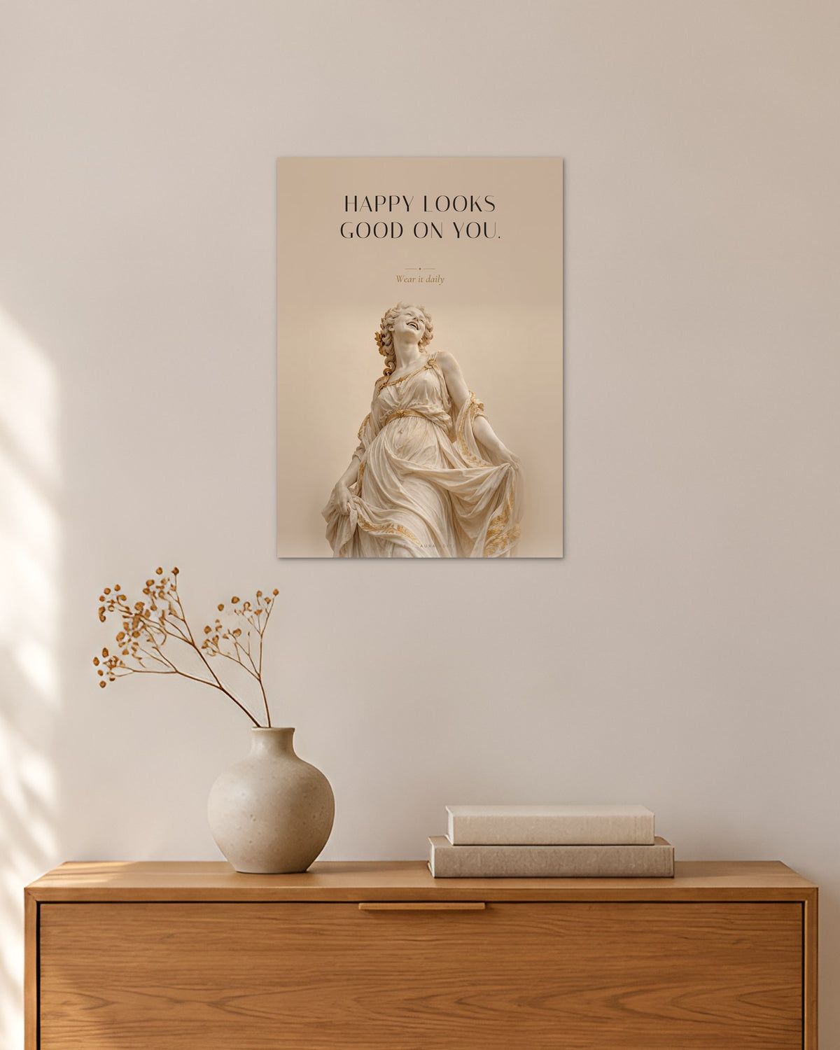 Happy Looks Good on You – Lachen Poster – 30 × 42 cm ohne Rahmen – Raumansicht – Art Bros