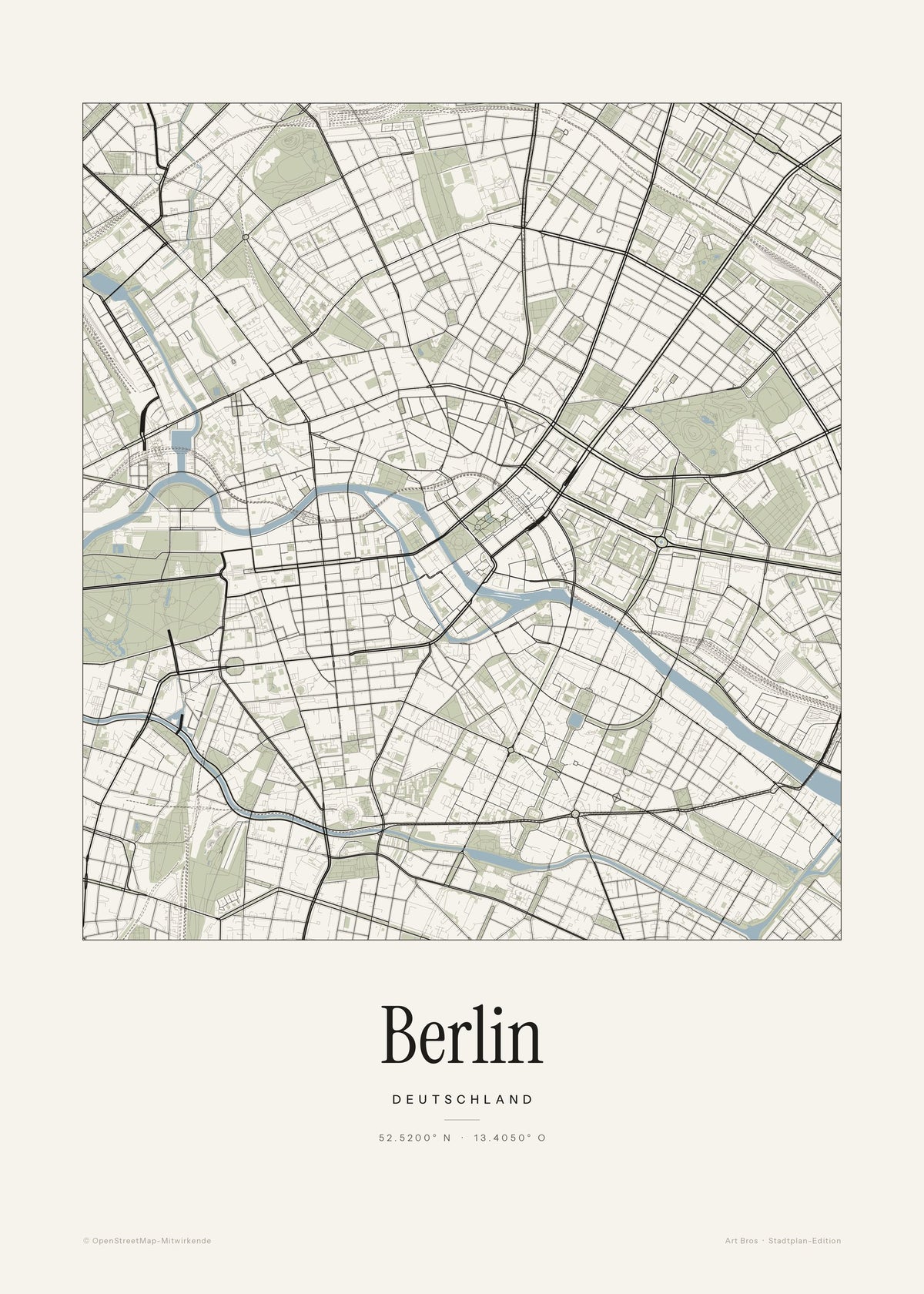 Berlin Stadtplan – Wandbild – Kunstdruck – Art Bros