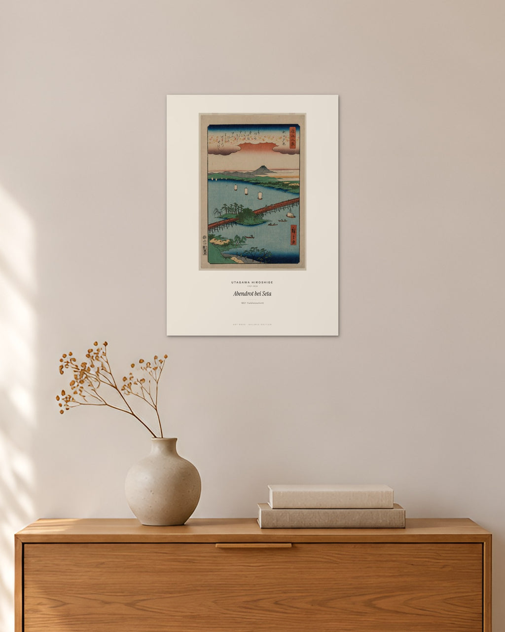 Abendrot bei Seta – Utagawa Hiroshige – 30 × 42 cm ohne Rahmen – Raumansicht – Art Bros
