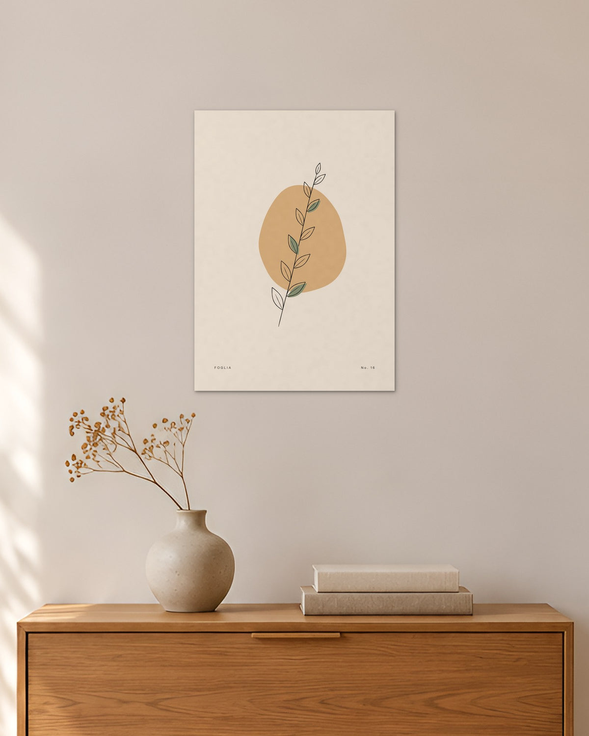 Foglia No. 16 – Abstraktes Wandbild – 30 × 42 cm ohne Rahmen – Raumansicht – Art Bros