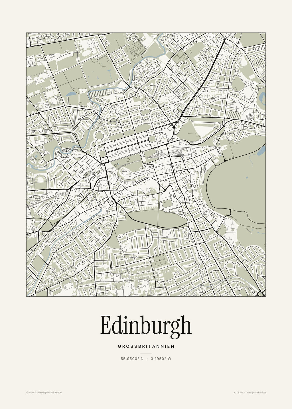 Edinburgh Stadtplan – Wandbild – Art Bros