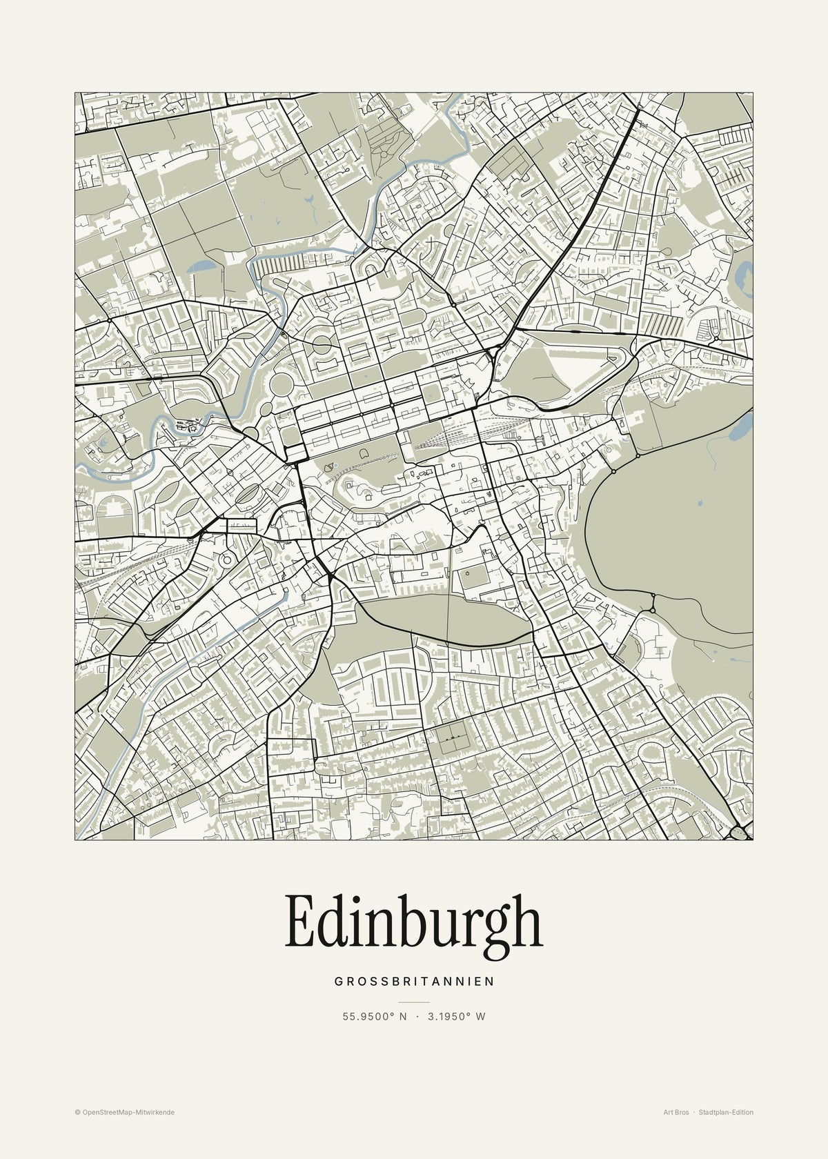 Edinburgh Stadtplan – Wandbild – Art Bros