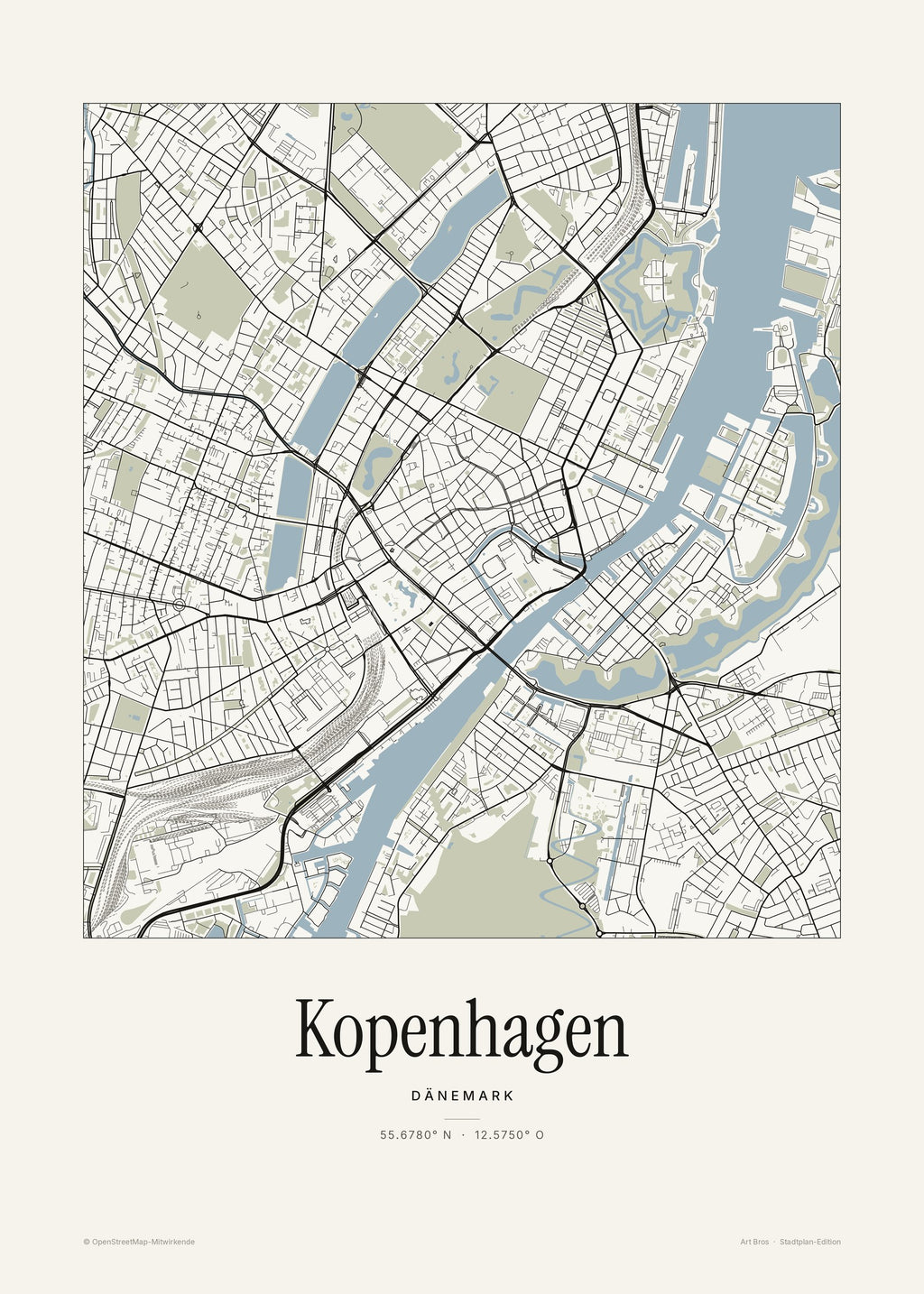 Kopenhagen Stadtplan – Wandbild – Art Bros