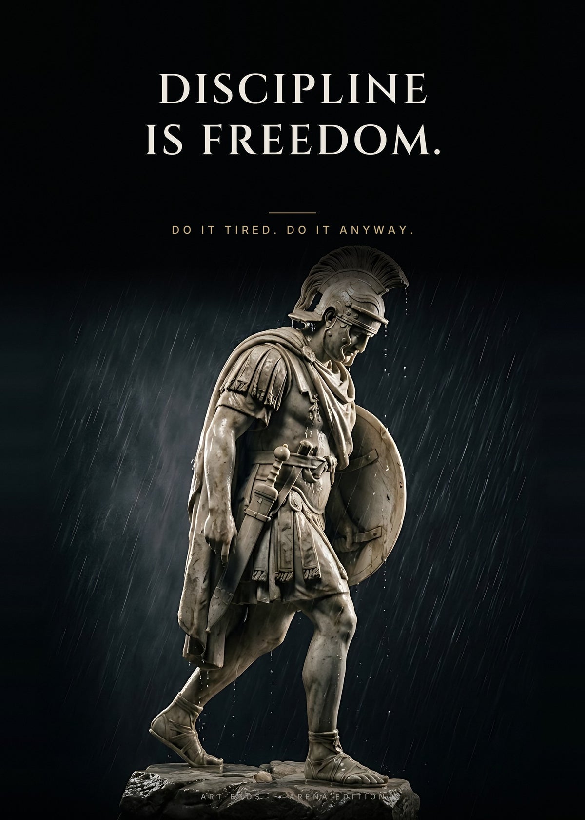 Discipline Is Freedom – Marsch im Regen Poster – Art Bros