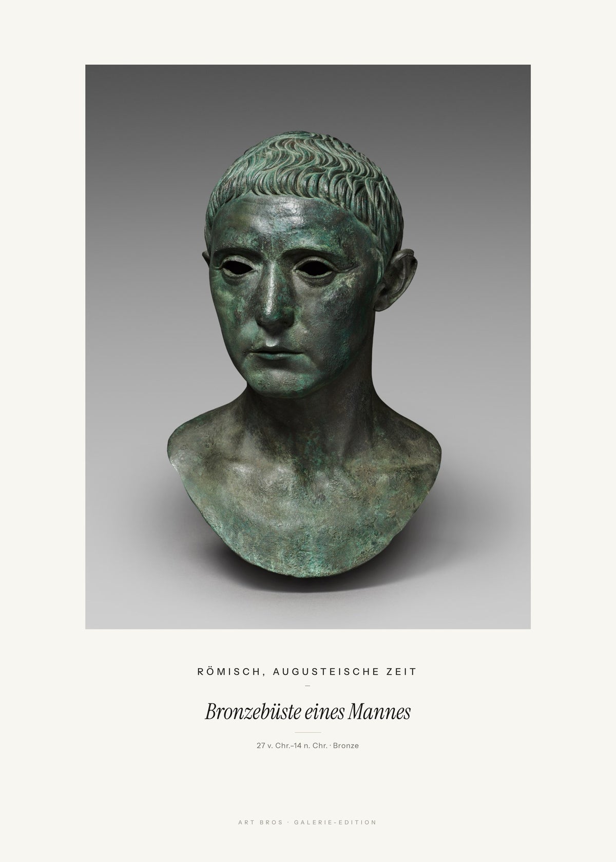 Bronzebüste eines Mannes – Römisch, augusteische Zeit – Kunstdruck – Art Bros
