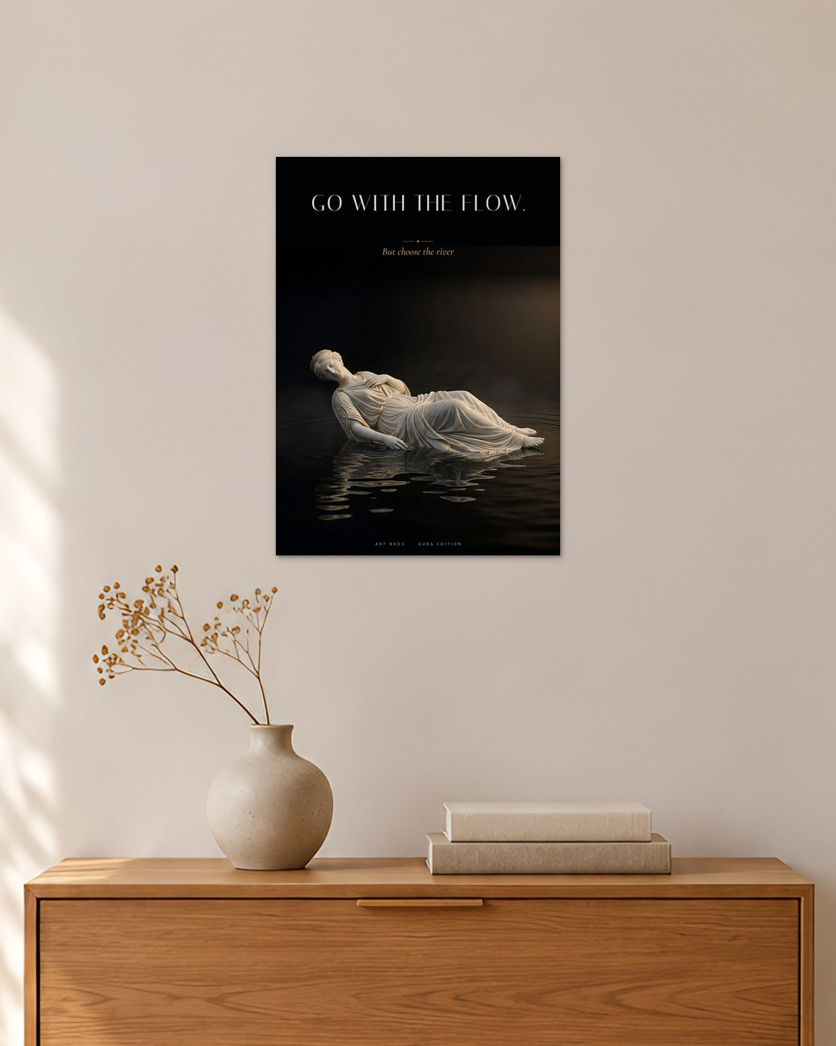 Go With the Flow – Schwebend Poster – 30 × 42 cm ohne Rahmen – Raumansicht – Art Bros