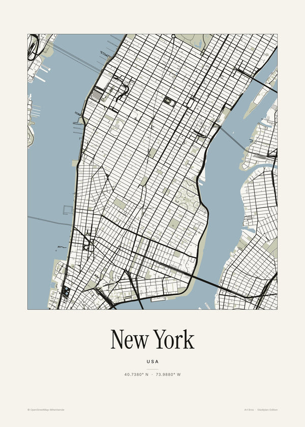 New York Stadtplan – Wandbild – Art Bros