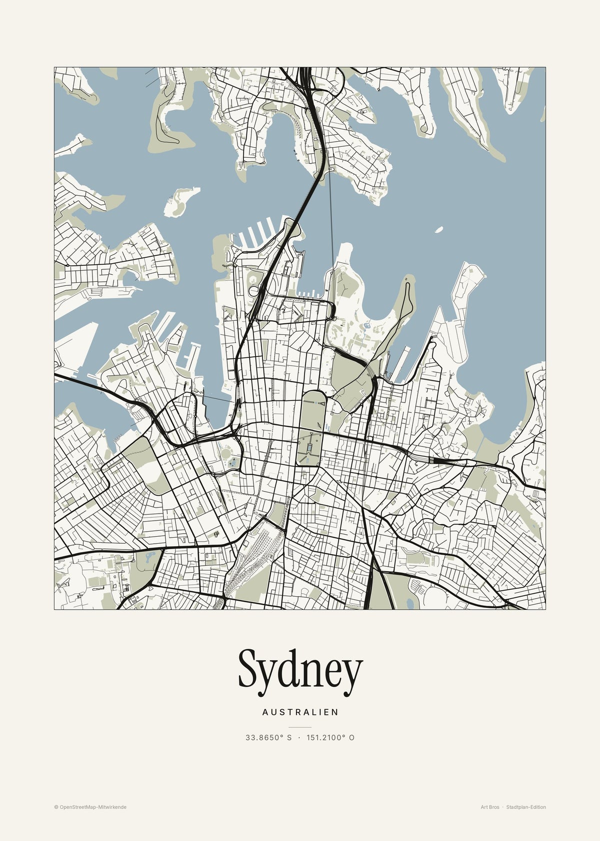 Sydney Stadtplan – Wandbild – Art Bros