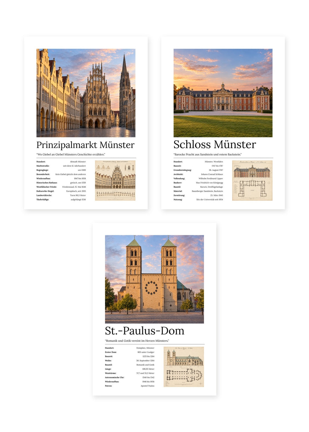 Münster Bundle – 3er-Set Wandbilder – Kunstdruck – Art Bros