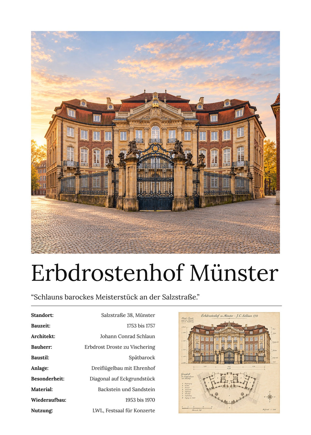 Erbdrostenhof Münster Wandbild – Kunstdruck – Art Bros