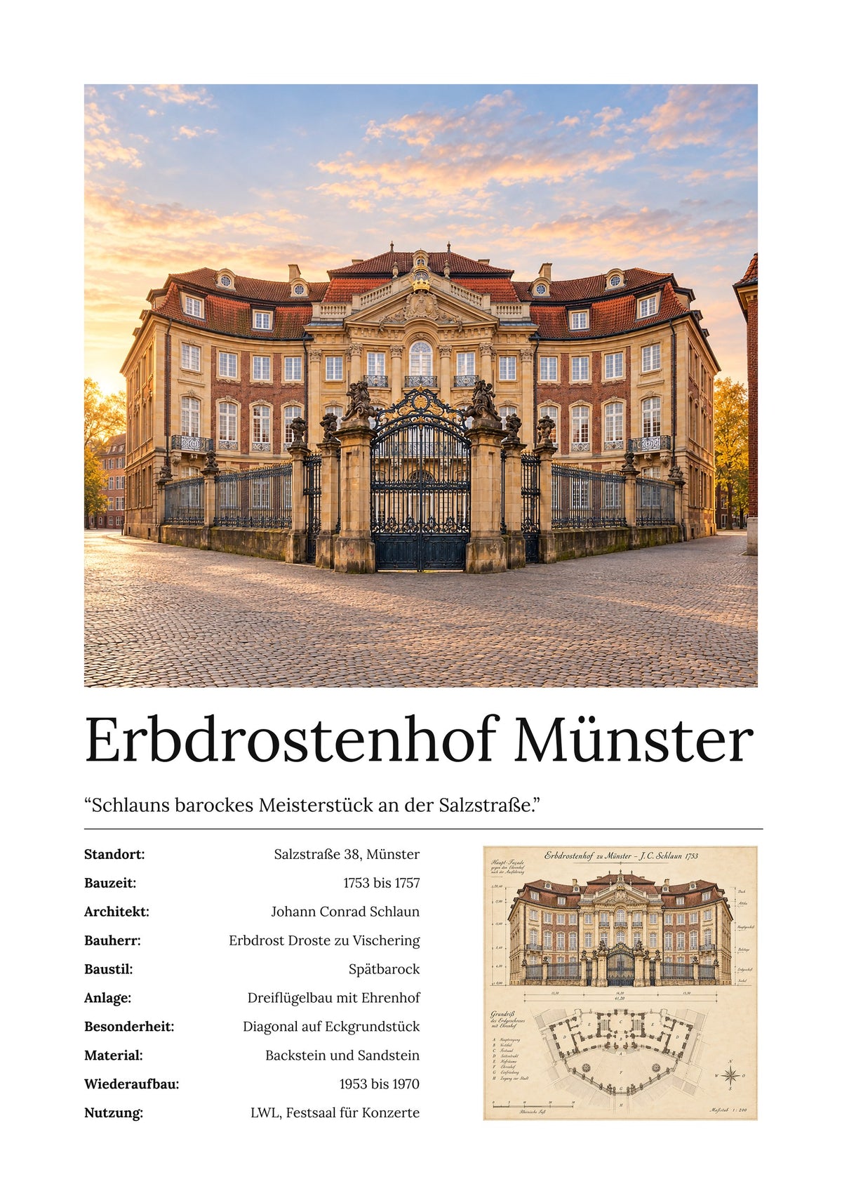 Erbdrostenhof Münster Wandbild – Kunstdruck – Art Bros