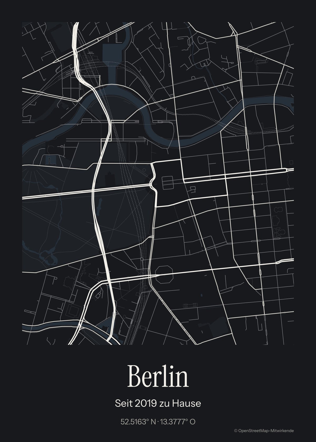 Personalisierte Stadtkarte Berlin – Stil Nacht – Art Bros