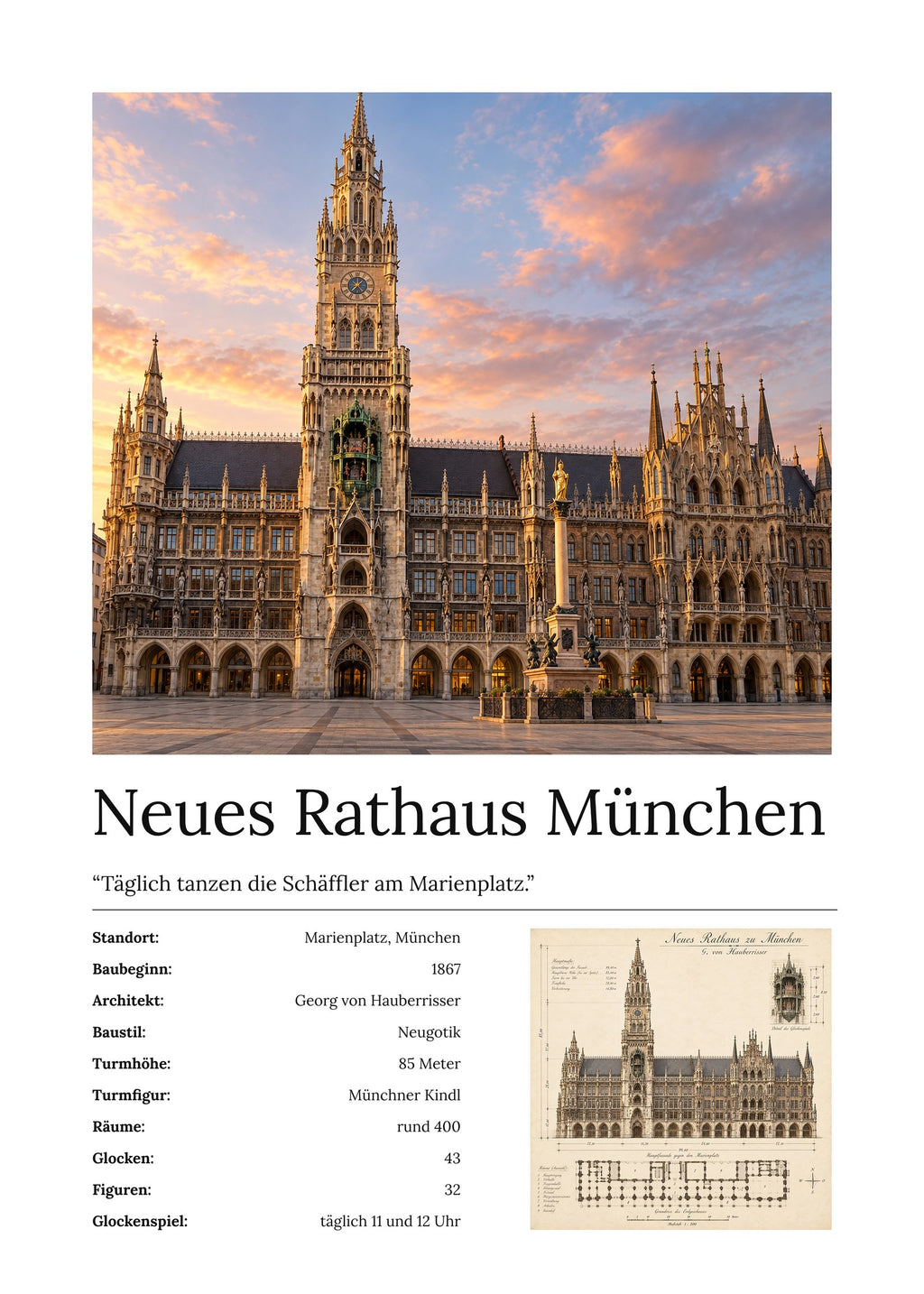 Neues Rathaus München Wandbild – Kunstdruck – Art Bros