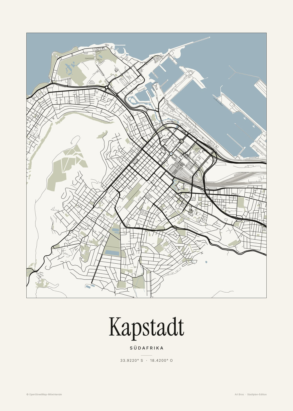 Kapstadt Stadtplan – Wandbild – Art Bros
