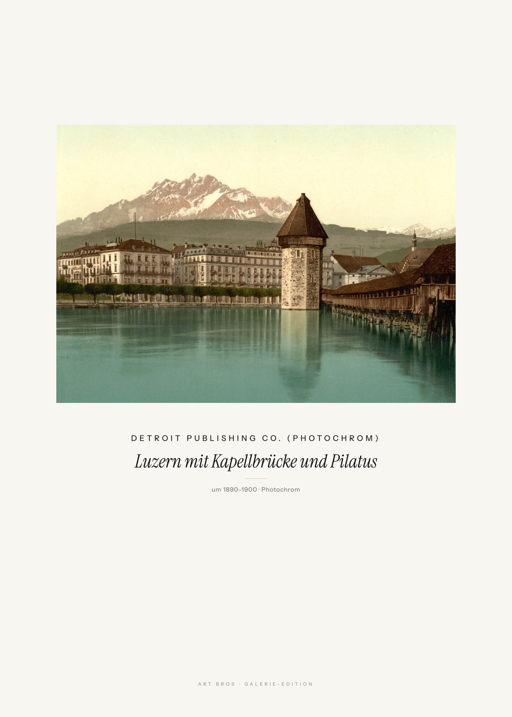 Luzern mit Kapellbrücke und Pilatus – Detroit Publishing Co. (Photochrom) – Kunstdruck – Art Bros