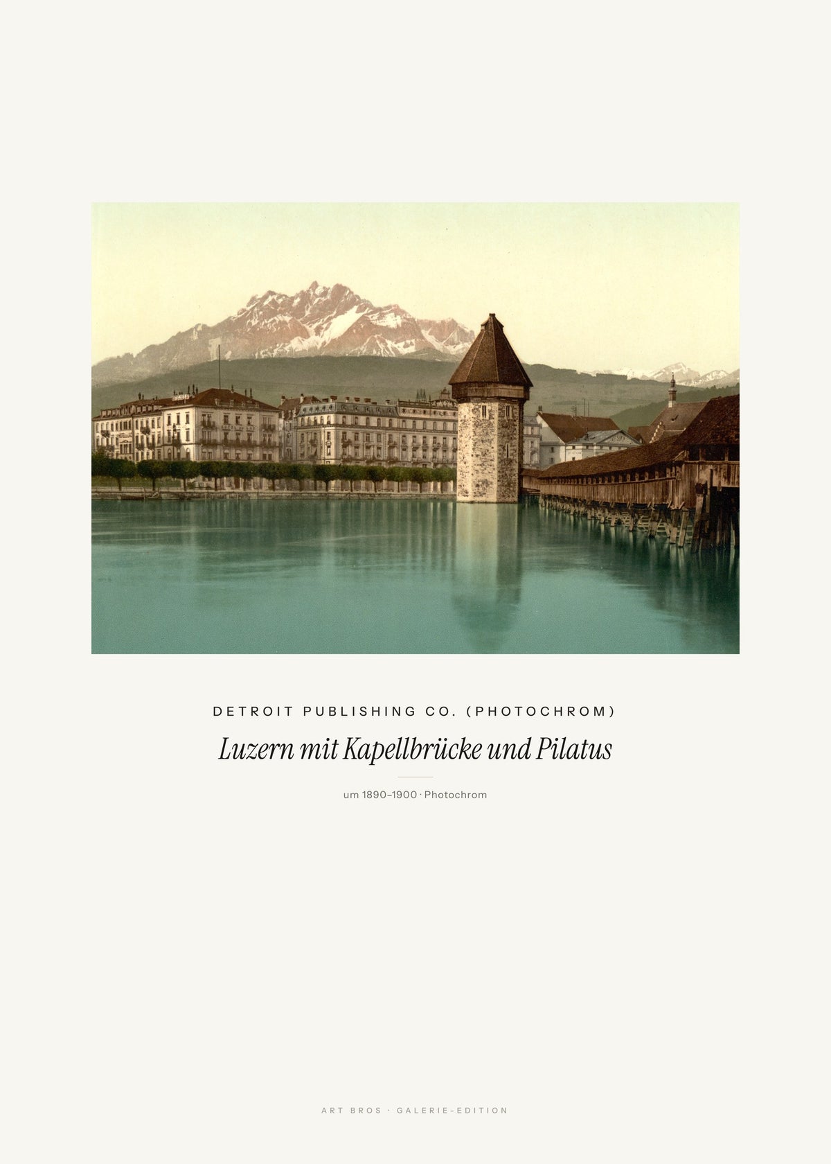 Luzern mit Kapellbrücke und Pilatus – Detroit Publishing Co. (Photochrom) – Kunstdruck – Art Bros