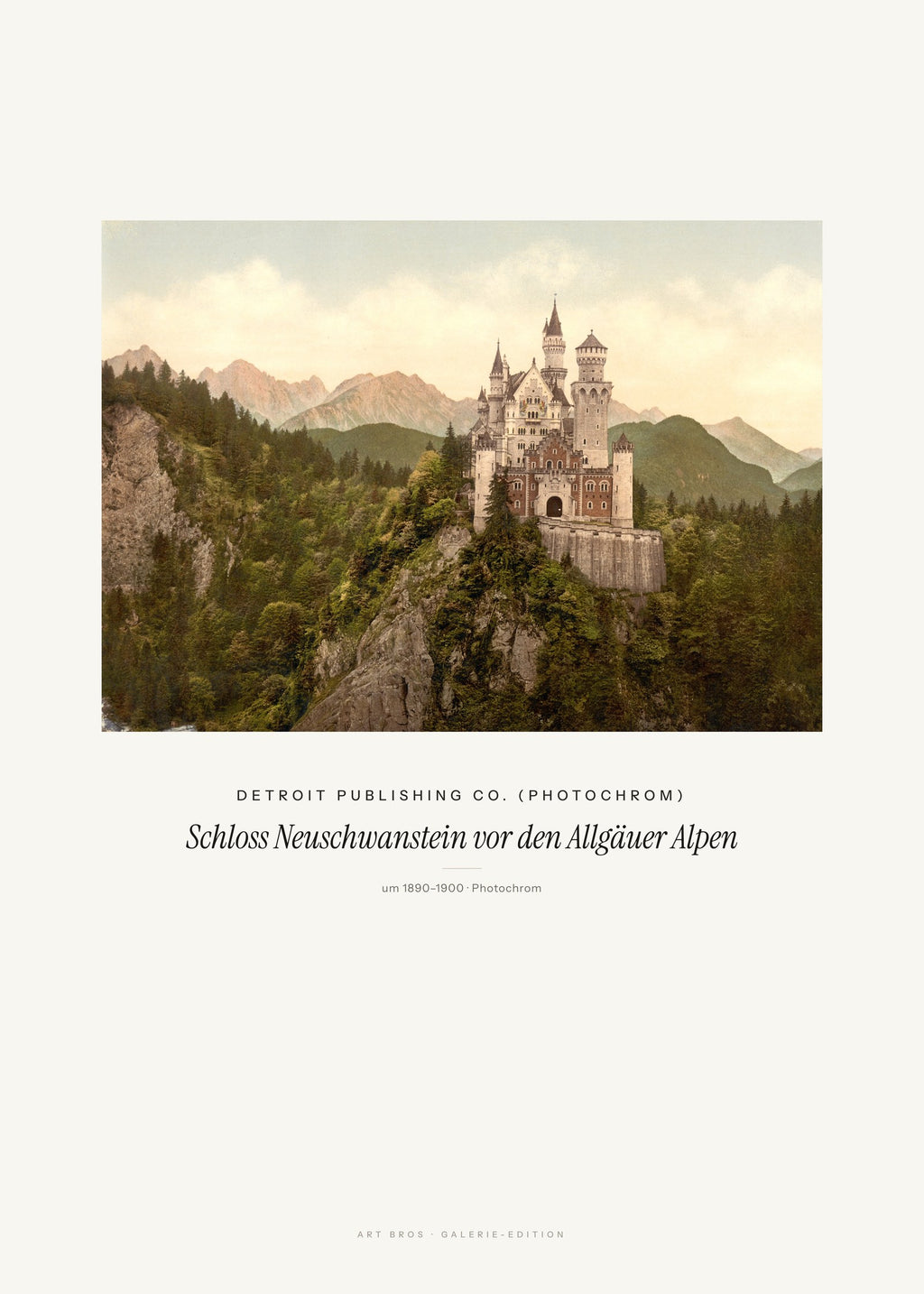 Schloss Neuschwanstein vor den Allgäuer Alpen – Detroit Publishing Co. (Photochrom) – Kunstdruck – Art Bros