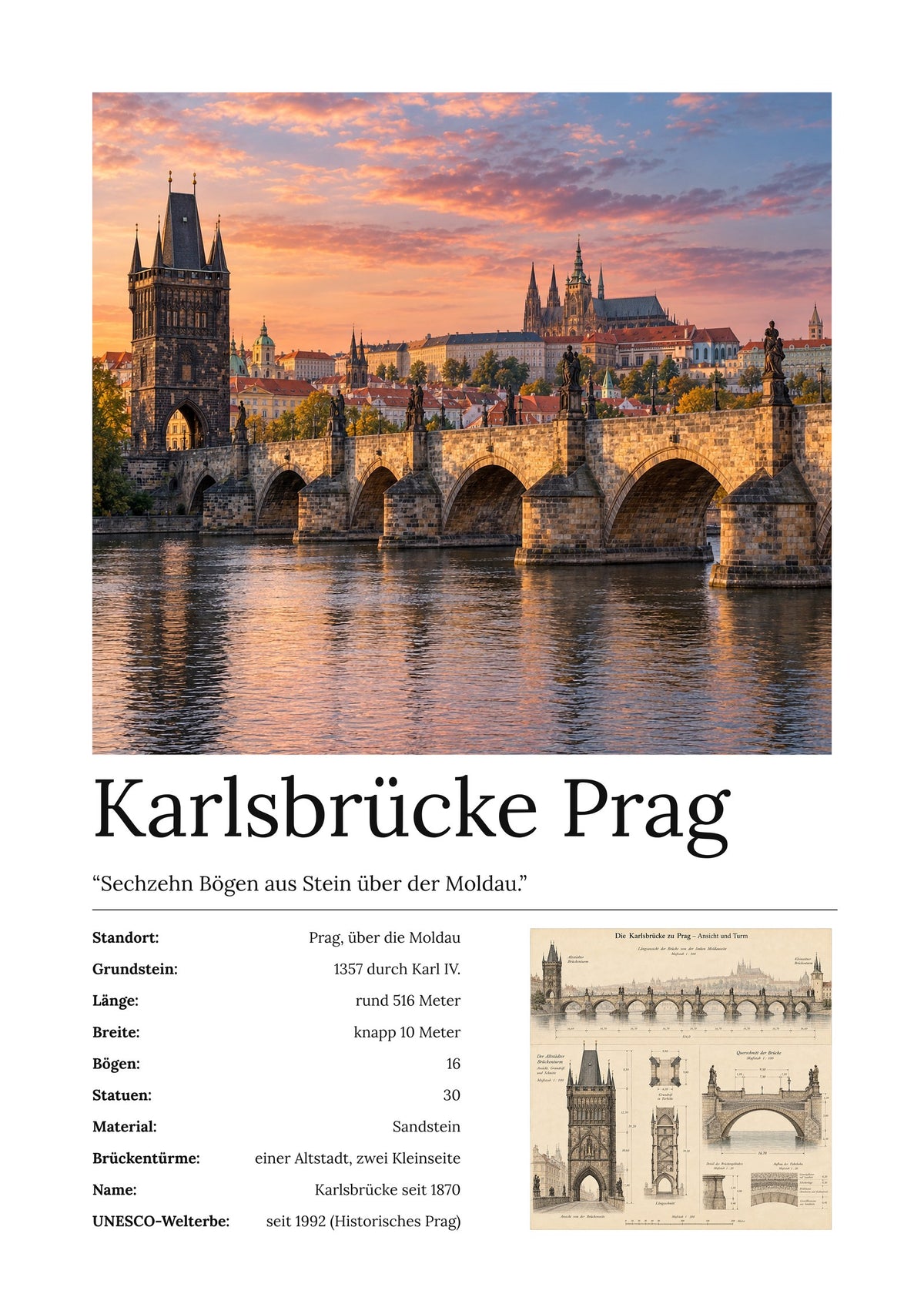 Karlsbrücke Prag Wandbild – Kunstdruck – Art Bros
