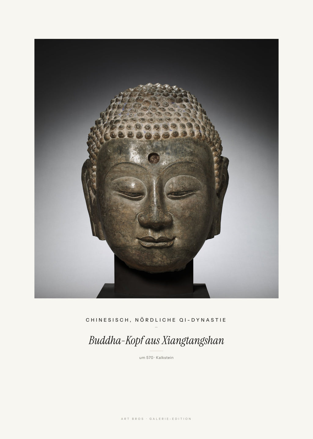 Buddha-Kopf aus Xiangtangshan – Chinesisch, Nördliche Qi-Dynastie – Kunstdruck – Art Bros