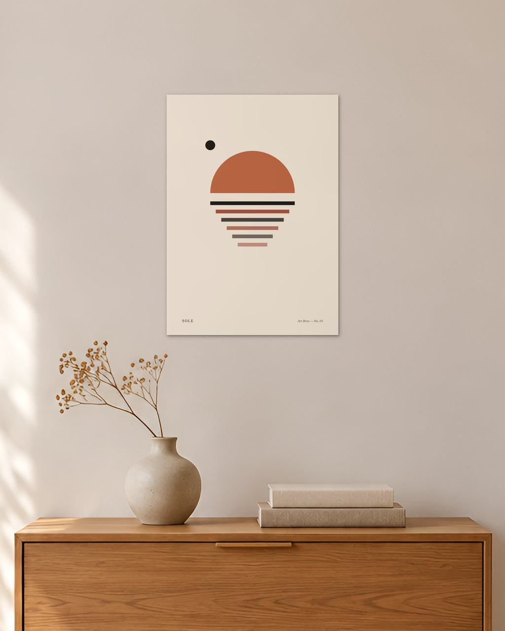 Sole No. 03 – Abstraktes Wandbild – 30 × 42 cm ohne Rahmen – Raumansicht – Art Bros