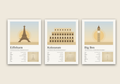 Weltstädte Bundle – 3er-Set Wandbilder mit Eiffelturm, Kolosseum und Big Ben – Art Bros