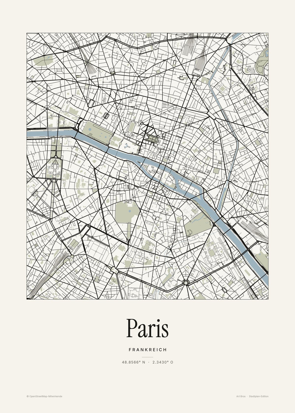 Paris Stadtplan – Wandbild – Art Bros