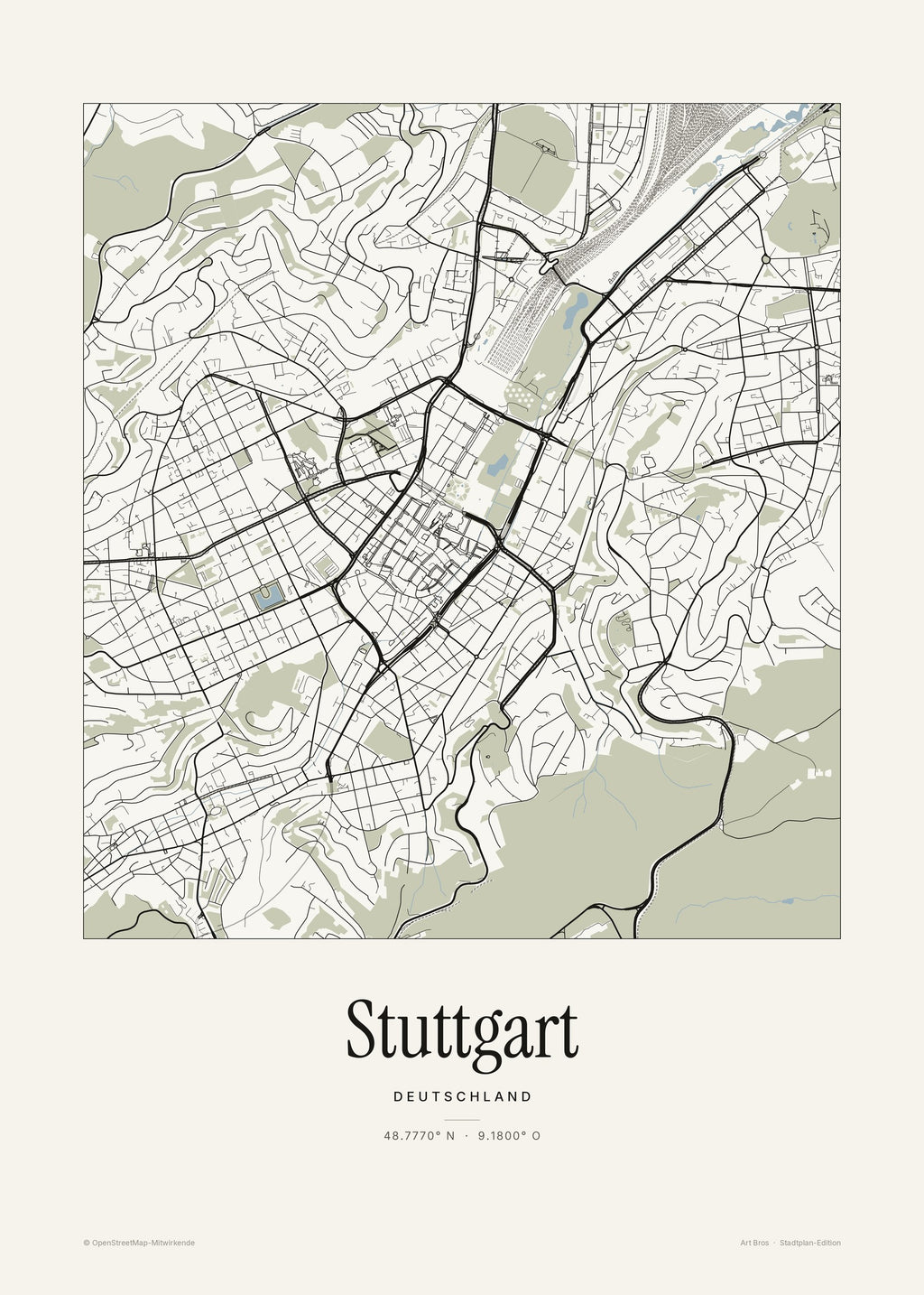 Stuttgart Stadtplan – Wandbild – Art Bros