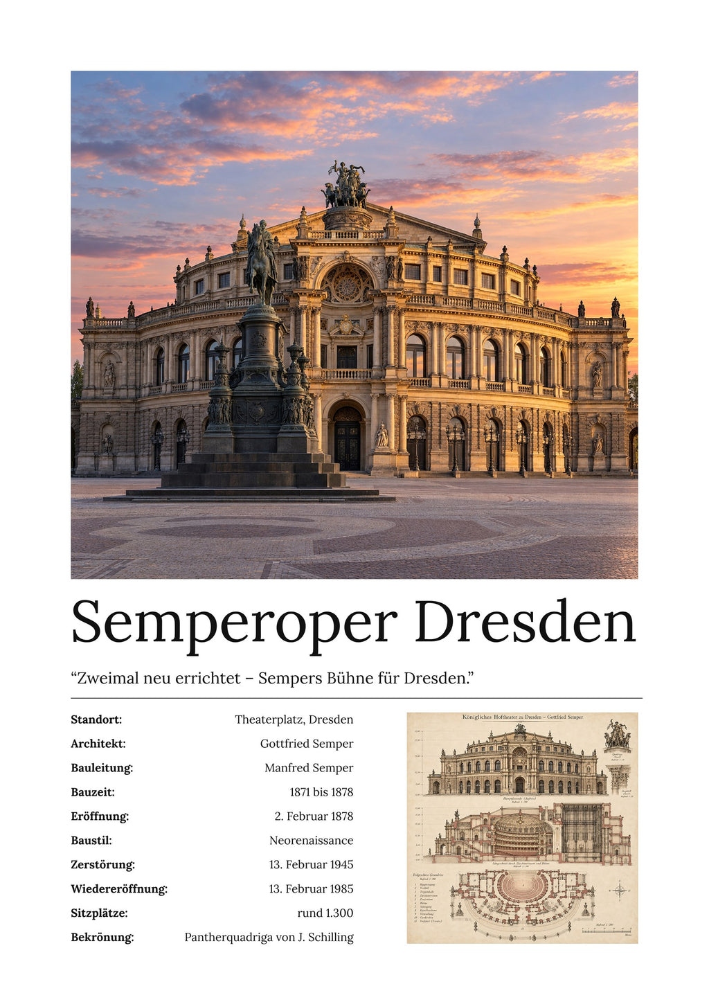 Semperoper Dresden Wandbild – Kunstdruck – Art Bros