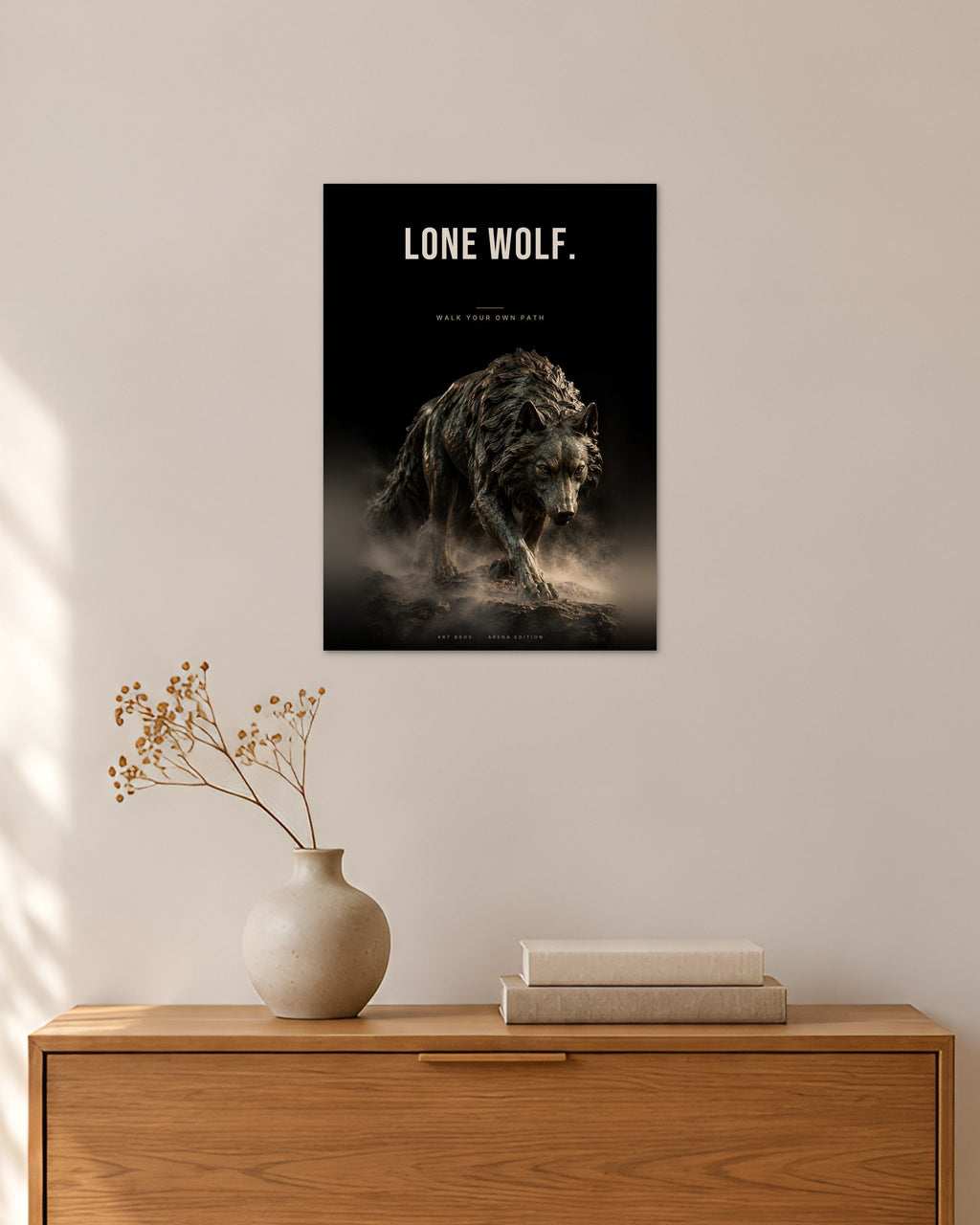 Lone Wolf – Einsamer Wolf Poster – 30 × 42 cm ohne Rahmen – Raumansicht – Art Bros