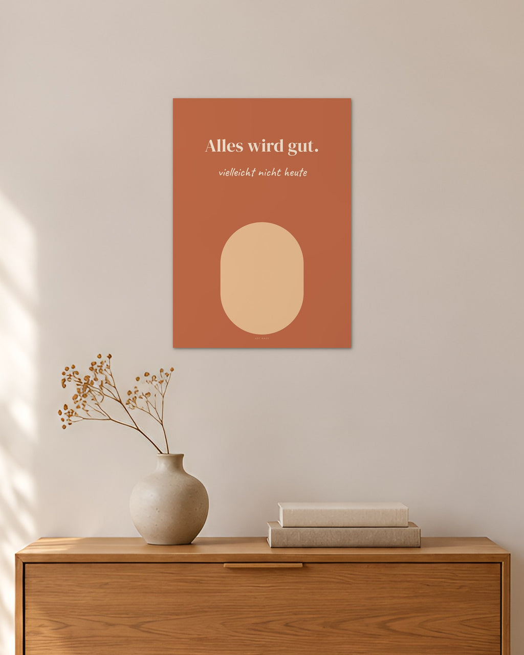 „Alles wird gut“ – Spruch-Poster – 30 × 42 cm ohne Rahmen – Raumansicht – Art Bros