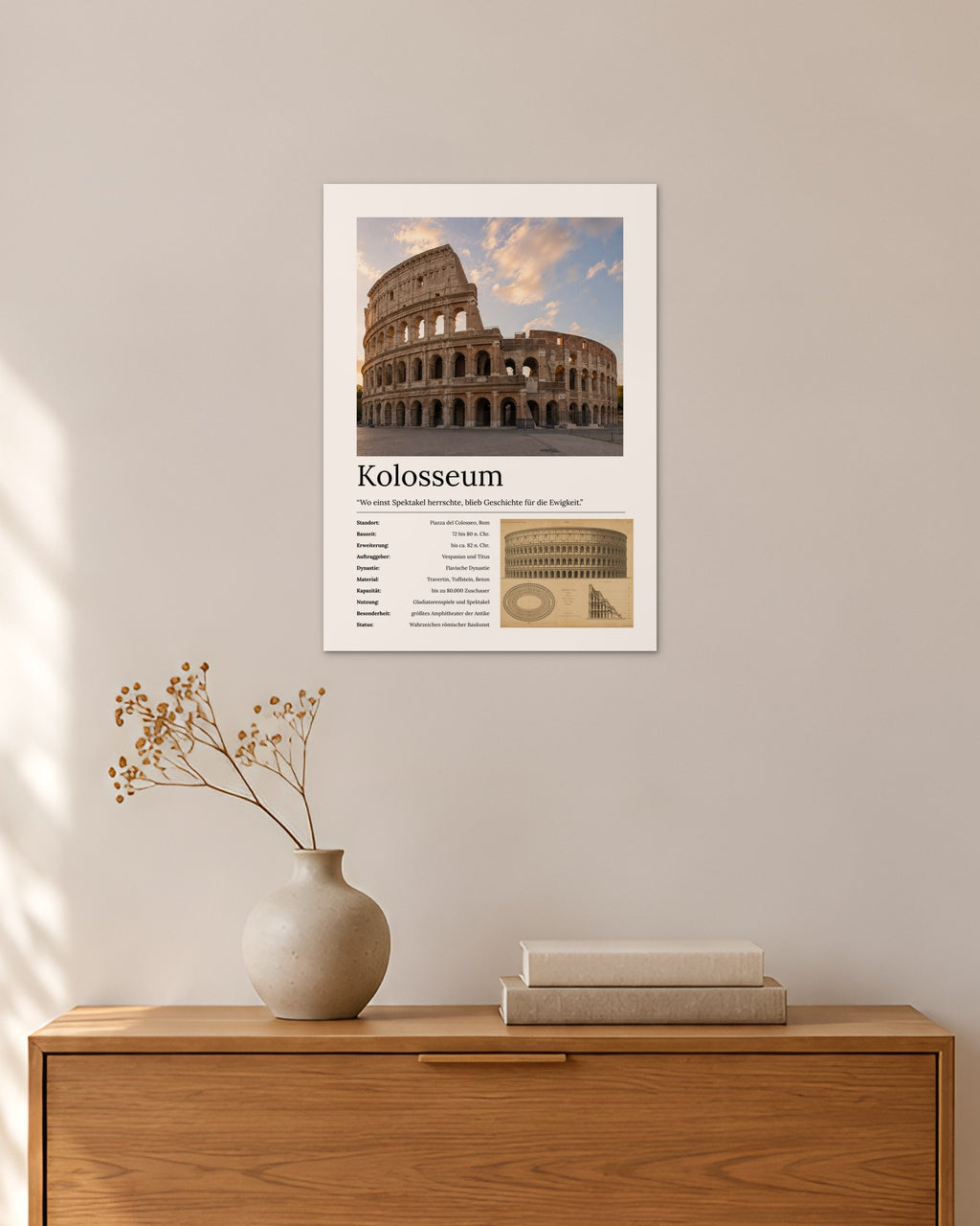 Kolosseum Wandbild – 30 × 42 cm ohne Rahmen – Raumansicht – Art Bros