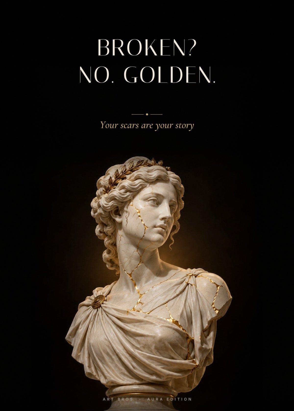 Broken? No. Golden – Kintsugi-Büste Poster – Art Bros