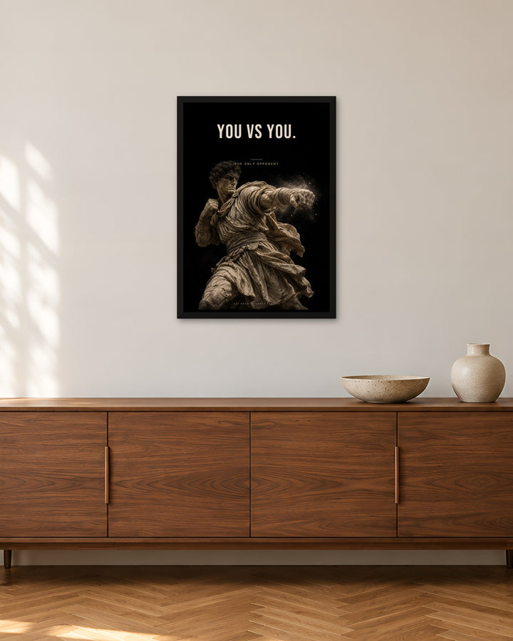 You Vs You – Boxer Poster – 50 × 70 cm im schwarzen Rahmen – Raumansicht – Art Bros