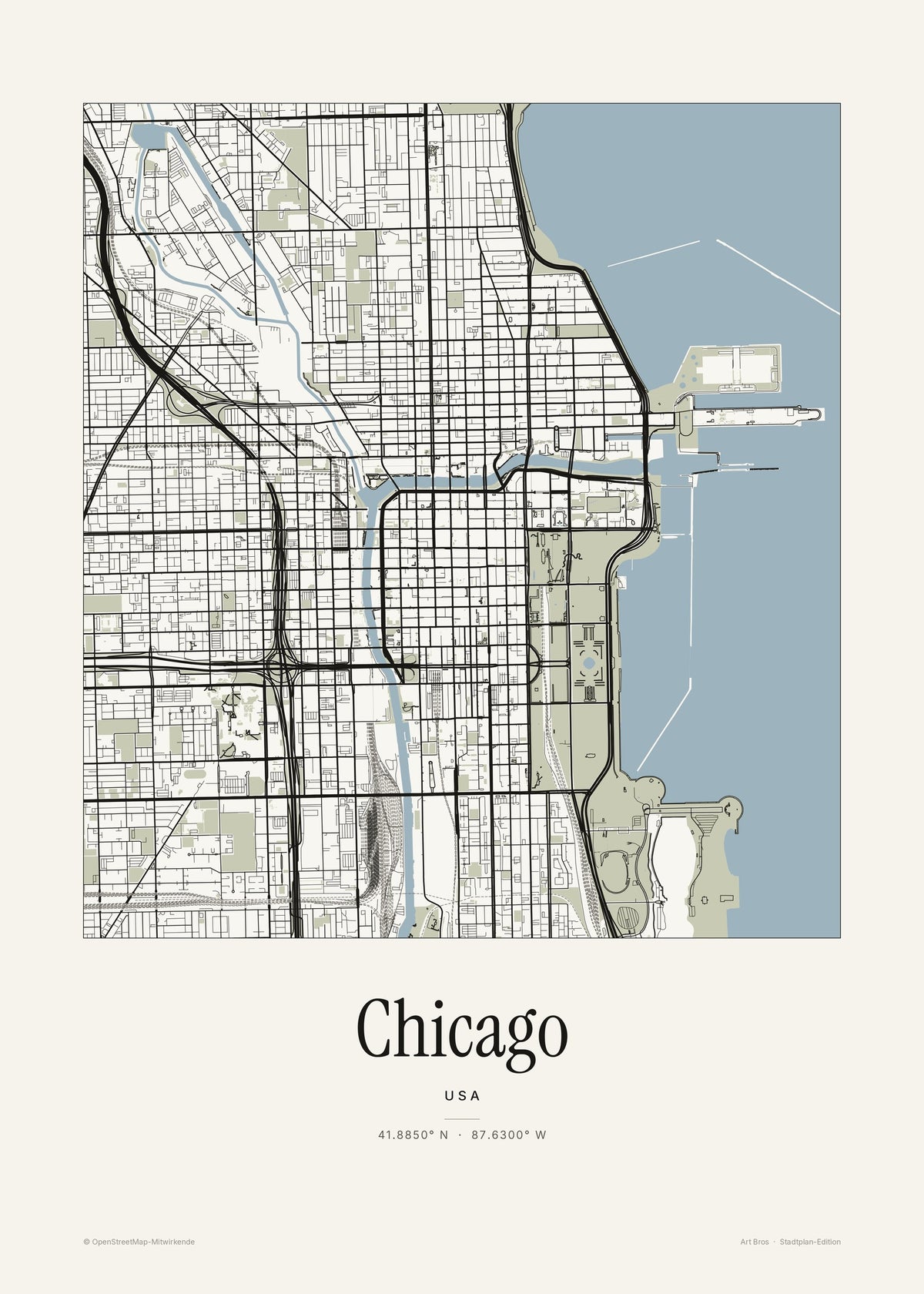 Chicago Stadtplan – Wandbild – Art Bros