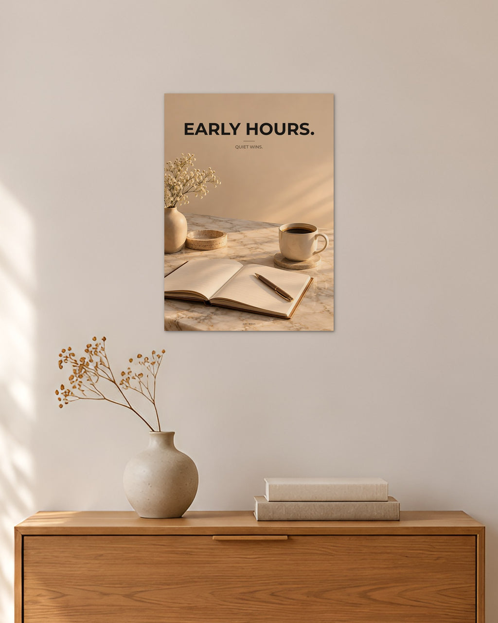 „Early Hours“ – Geld & Business Poster – 30 × 42 cm ohne Rahmen – Raumansicht – Art Bros